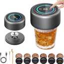 Electric Whiskey Smoker Kit,Cocktail Kit with 6 Flavors Wood Chips, Rechargeable Old Fashioned Smoker Kit Built-in Lighter, Built-in ambient light