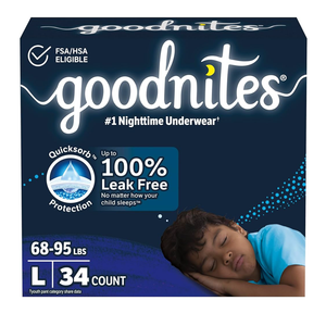 Goodnites Boys' Nighttime Bedwetting Underwear, Size Large (68-95 lbs), 34 Ct (2 Packs of 17) 