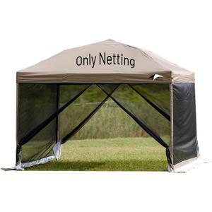 10x10 Mosquito Netting for Canopy, Pop up Tent Mesh Screen Side Walls, with Zipper Door and Widen Wind Deflector, 4 in 1