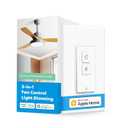meross Smart Ceiling Fan Control & Dimmer Light Switch, Works w/Apple HomeKit, Alexa, Google & SmartThings, 4-Speed Fan Control, 2.4G Wi-Fi Fan and Light Switch Combo, Neutral Wire Needed, Single Pole (1 pack)