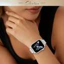 Gold Bling Diamond Band Compatible with Apple Watch Bands for Women 38mm 40mm 41 mm 42mm 44mm 45mm 46mm 49mm for iWatch Series 11/10/9/8/7/6/5/4 SE/Ultra 3/2/1, Dressy Jewelry Gold Wristband Strap Shiny Bracelet