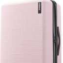 American Tourister Stratum XLT Expandable Hardside Luggage with Spinner Wheels, Pink Blush, Checked-Medium 24-Inch