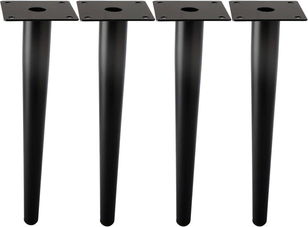 Straight Furniture Table Legs 14 Inch, Round Tapered Metal Furniture Legs Black, Modern Dresser Cabinet Sofa Support Feet Replacement, Set of 4