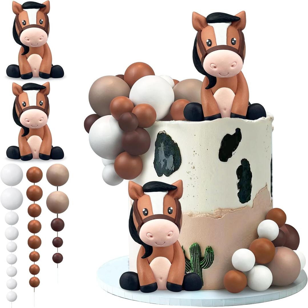 27 PCS Horse Cake Toppers Ball Cake Picks Horse Baby Shower Cake Decoration for Party Favors Supplies