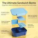 KARRICO Leakproof Lunch Box 3-Compartment Bento Box, Cooler Pack & Adjustable Divider, Extra Large & BPA-Free Dishwasher Safe, Ideal for On-the-Go Meals, Navy & Blue (Blue)