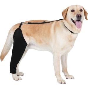 BARKLESS Single Dog Rear Leg Sleeve to Stop Licking, Breathable Male Female Dog Recovery Suit for Post Surgery, Comfortable Back Leg Sleeve for Wound Healing, Protective Cone Collar Alternative (Black)