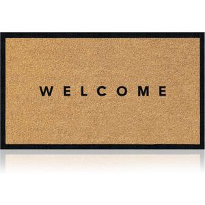 Black Edge - 17"x29" - Coir Door Mat with Heavy Duty Backing - Welcome Mats for Entryway, Porch - Anti-Slip PVC & Coconut Fiber Surface -Natural Home Accessories,Minimalist Original Design