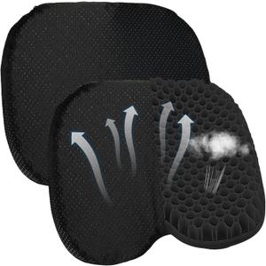 2PCS Anti Slip Kayak Gel Seat Cushion with Cover, Waterproof Seat Cushion Kayak Seat Pad for Sit in Inflatable Kayak, Canoe & Boat Fishing, Rowing, Lifetime Kayak Accessories (Black)