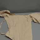 oten Women's Sexy Backless Puff Sleeve Square Neck Tie Back Bodysuit Tops (Medium, Beige)