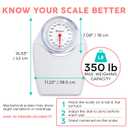 Adamson A24 Scales for Body Weight - Up to 350 LB - New - Anti-Skid Rubber Surface Extra Large Numbers - High Precision Bathroom Scale Analog - Durable with 20-Year Assurance - White