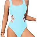 SHENHE Girl's Colorblock Cut Out One Piece Swimsuit Beach Sports Swimwear Bathing Suit Blue 12 Years