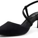 BCTEX COLL Women's Kitten Heel Slingback Closed Pointed Toe Low Stiletto Heels Comfortable Party Wedding Work Dressy Pumps Shoes 6, Black