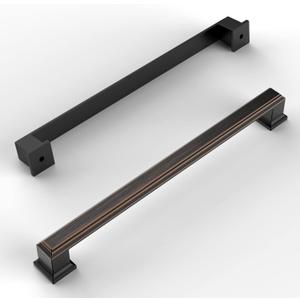 Amerdeco 10 Pack Oil-Rubbed Bronze Cabinet Pulls 7-1/2 Inch(192mm) Hole Center Cabinet Hardware Kitchen Cabinet Handles for Bathroom Drawer Pulls Dresser Pulls ZH0001