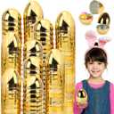 Skirfy 24PCS Golden Easter Eggs, Empty 3.15" Golden Eggs Bulk Fillable for Easter Hunt Party Favor Basket Stuffers Filler Classroom Prize Supplies Decor