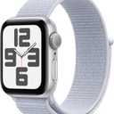 Apple Watch SE (2nd Gen) [GPS 40mm] Smartwatch with Silver Aluminum Case with Blue Cloud Sport Loop One Size. Fitness and Sleep Trackers, Crash Detection, Heart Rate Monitor, Carbon Neutral