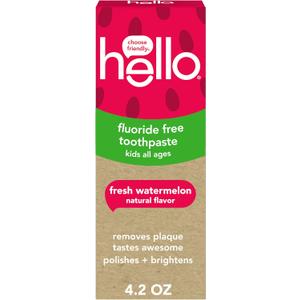 hello Fresh Watermelon Fluoride Free Kids Toothpaste, 4.2 Oz Tube