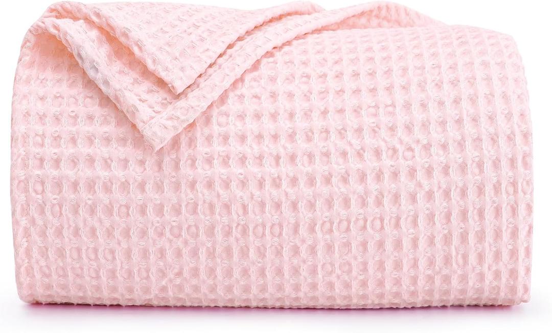 PHF Ultra Soft Waffle Weave Blanket King Size 104"x 90"- Washed Lightweight Breathable Cozy Woven Blanket for Bed - Aesthetic Decor for Couch Bedding Sofa Home Car - Light Pink PHF Ultra Soft Waffle Weave Blanket King Size 104"x 90"- Washed Lightweight Breathable Cozy Woven Blanket for Bed - Aesthetic Decor for Couch Bedding Sofa Home Car - Light Pink