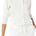 Amazon Essentials Women's Lightweight Crewneck Cardigan Sweater, Ivory, Large