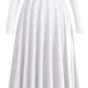 IBAKOM Womens Liturgical Praise Lyrical Dance Dress Loose Fit Full Length Long Sleeve Metallic Worship Costume Ballet S