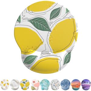 eulps Mouse Pad with Wrist Rest, Comfortable Computer Mousepad with Gel Wrist Support Smooth Surface and Non-Slip PU Base for Pain Relief, Laptop, Office & Home (Lemon)