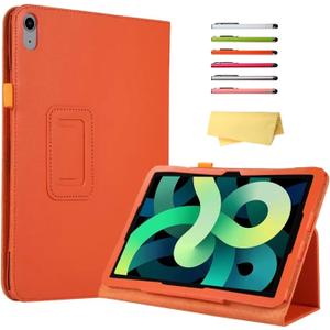 for Apple iPad (A16) 11th Generation Case 11 Inch 2025 & iPad 10th Generation Case 10.9 Inch 2022, Stand Folio Smart PU Leather Shockproof Cover with Pencil Holder [Auto Sleep/Wake], Orange