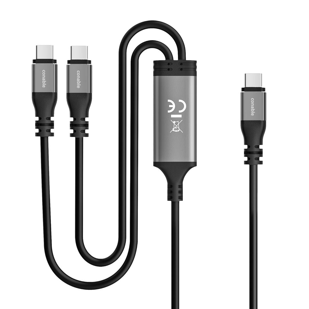 Conable 2-in-1 USB C Cable 4FT, Type-C to Dual USB-C Cable, 100W Max PD Fast Charging Type C Splitter Adapter Compatible with iPhone 17/16/15 Series, MacBook Air/Pro, iPad Air/Pro and More