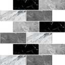 10 Sheets Peel and Stick Backsplash for Kitchen 12"X12" Back Splash Adhesive Subway Wall Tile Flat Vinyl Sticker for Bathroom on Renter Friendly Marble 2-6 (Not 3D Tile)