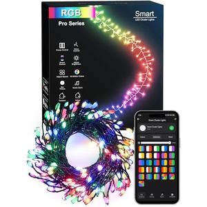 Brizled Smart Cluster Christmas Lights, 19.68FT 200 LED WiFi Cluster Fairy Lights, App Controlled RGB Color Changing Christmas Lights Works with Alexa Google Home for Holiday Xmas Party Indoor Outdoor