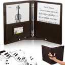 Sheet Music Folder 3 Ring Brown(13" x 9.8"), Large PU Leather Choir Folder with Hand Strap and Internal Retention Strap for Piano, Choral, Musician & Stage Performance (Brown)