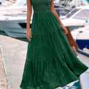 PRETTYGARDEN Midi Dresses for Women 2026 Summer Floral Cap Sleeve Smocked A Line Long Elegant Spring Wedding Guest Dress (Green, XXL)