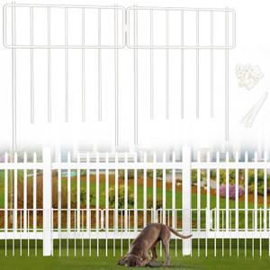 30 Pack Animal Barrier Fence, No Dig Fence Decorative Fences, Rustproof Metal Small Garden Fence Border for Dogs Rabbits (White, 30 Pack,30Ft)