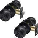 CML Hardware (2 Pack) Privacy Door Knob for Bedroom and Bathroom, Stainless Steel Keyless Door Locks for Bed/Bath, Round Ball Handle, Matte Black