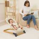 ANGELBLISS Baby Bouncer, Portable Bouncer Seat for Babies, Infants Bouncy Seat with Fabric, Natural Vibrations (Apricot)
