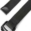 Mens Belts Plus Size Canvas Double D Ring Black Fabric Cloth All Size 39inch to 75inch (Black)