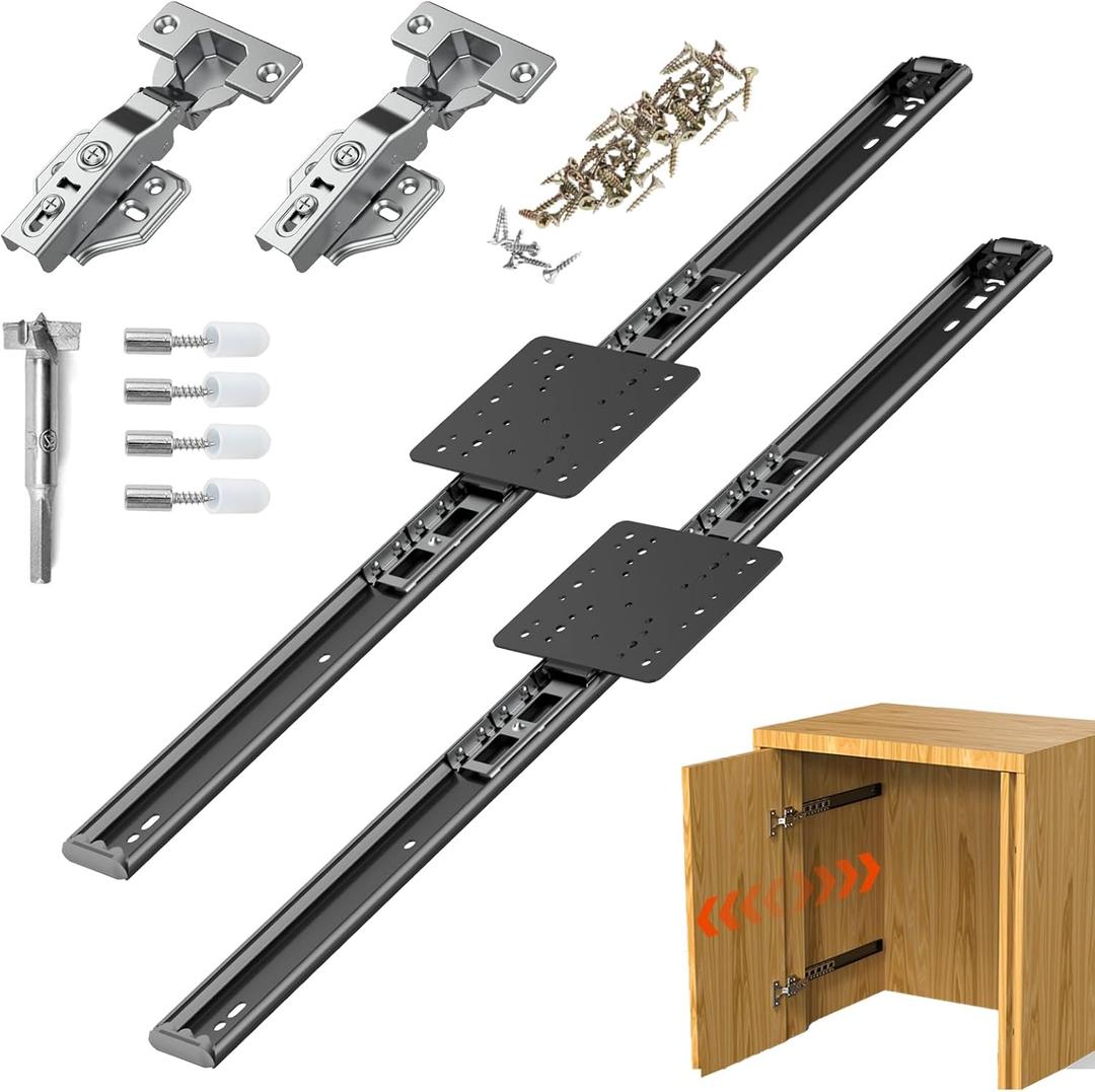 Pocket Door Slides, Included The Slides and The Hinges,Pocket Door Hardware for Inset Door,Cabinet Door (20 inches, Count, 2)