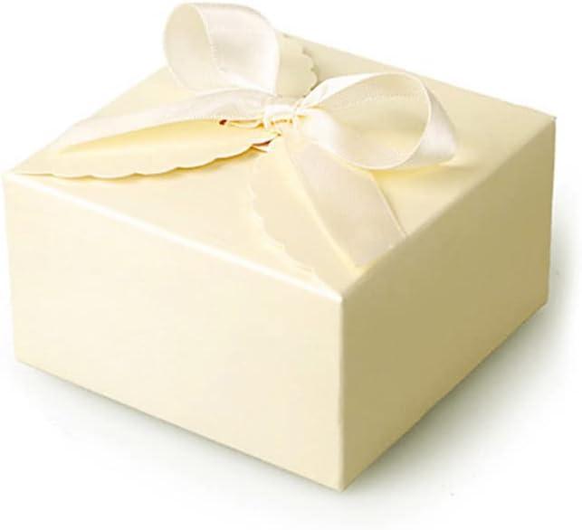 YMULAS 30 PCS Party Favor Candy Box, Kraft Paper Treat Boxes for Gift Giving Wedding Baby Shower Birthday Yellow Small Gift Boxes with Ribbons for Packaging Candy, Cookie, Chocolate, Biscuits (Yellow)