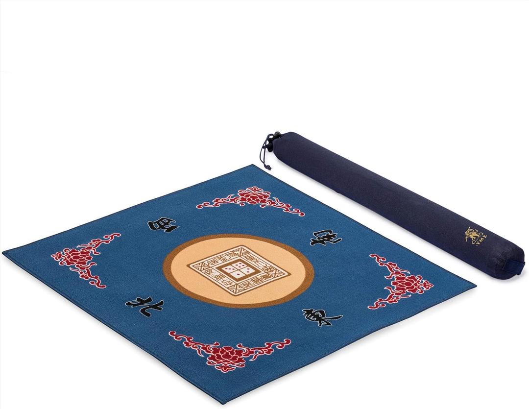 Yellow Mountain Imports Table Cover for Mahjong, Poker, Card Games, Board Games, Tile Game, and Dominoes - 31.1 Inches - Roll-up Gaming Mat with Carrying Bag, 31.1 inches by 31.1 inches by 0.1 inches