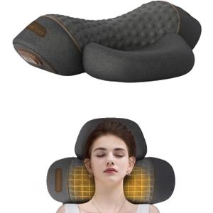 3-in-1 Neck Massager Pillow with Heating & Traction & Vibration, 3D Ergonomic Cervical Pillow for Neck Back Shoulder Pain Relief,Dark Grey