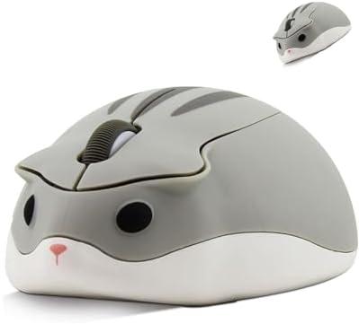 Wireless Mouse Cute Hamster Shape Silent Click Portable Compact Optical 1200DPI USB Cordless Mice for PC Laptop Computer Notebook MacBook Kids Girl Boy Men Women Adults School Office Work Gift (Gray)