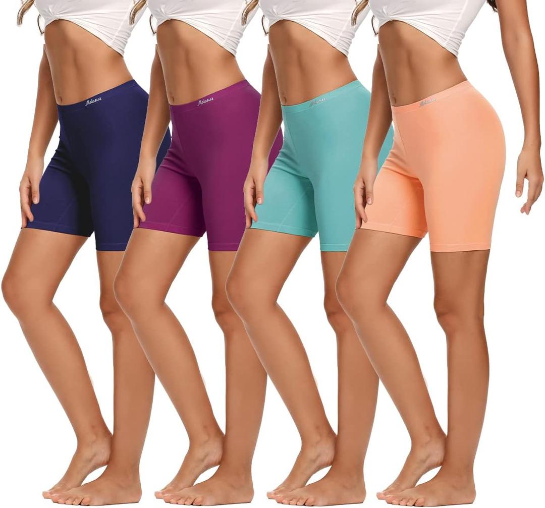 Molasus Womens Cotton Boxer Shorts Underwear Anti Chafing Bike Shorts(Regular & Plus Size) (5X-Large, Multicolor-4pack-03)