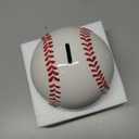 6.3" Baseball Piggy Bank, Shatterproof Baseball Shape Coin Bank, White Sports Themed Money Box for Saving Money, Money Storage Container for Boys Girls Adults, Bedroom Decor