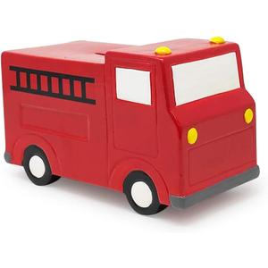 Isaac Jacobs Ceramic Red Fire Truck Coin Bank, Vehicle Money Bank Home Dcor, Piggy Bank Gift for Kids, Teens, and Adults (Red Fire Truck)
