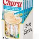 INABA Churu Cat Treats, Lickable, Squeezable Creamy Pure Cat Treat with Green Tea Extract & Taurine, 0.5 Ounces Each Tube, 24 Tubes (4 per Pack), Tuna with Scallop Recipe (EXP 07/24/26)
