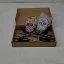 Retisee 4 Pack Day of The Dead Sugar Skull Solar Lights with Stakes Outdoors Skull Solar Yard Decorations Waterproof Lights for Halloween Outdoor Garden Lawn Patio Porch Pathway Decor Favors