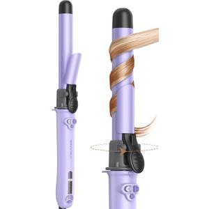 Wavytalk 1 Inch Rotating Curling Iron, Curl Cycle, Automatic Curling Wand for Long Hair, Get Effortless Beach Waves with Self Spinning Barrel up to 430F with Home Button, Dual Voltage, Purple