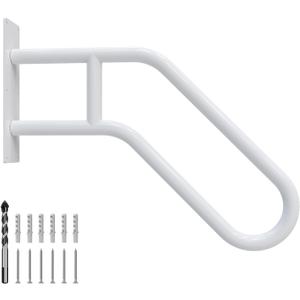Handrails for Outdoor Steps Wall Mount, Stair Railings for 1-3 Steps, U-Shaped Staircase Handrail for Garage, Porch, Yard and Garden - White, 1 Pack