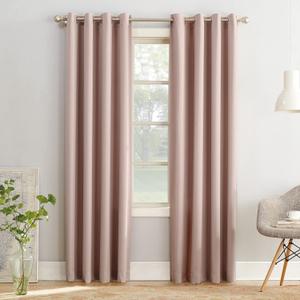 Sun Zero Barrow Energy Efficient Grommet Curtain Panel Pair Blush Pink 54" x 95"