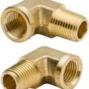 Legines 1/4 Inch Brass Street 90 Degree Elbow 1/4" NPT Male x 1/4" NPT Female Forged Pipe Fitting (Pack of 2) (1/4)