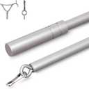 Aluminum Curtain Pull Rod Wand with stainless steel clamp hook and lobster hook, Universal Drapery Wands for Grommet Curtains and Acrylic Drapery Curtain Pull Wand-36 Inches Silver