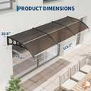 40''x120'' Door Window Awning Canopy, Polycarbonate Exterior Awning with Plastic Steel Bracket, UV Rain Snow Sun Protection, Weatherproof Awning for Door Entrance Window, Brown